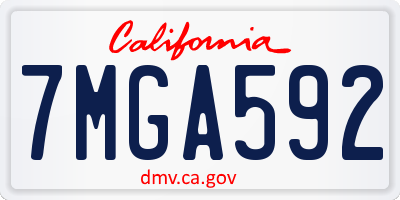 CA license plate 7MGA592