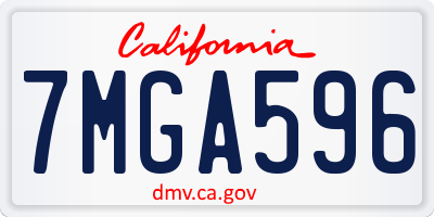 CA license plate 7MGA596