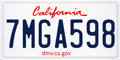 CA license plate 7MGA598
