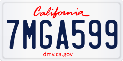 CA license plate 7MGA599
