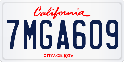 CA license plate 7MGA609