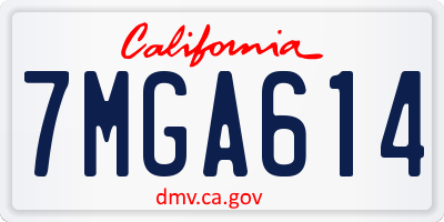 CA license plate 7MGA614