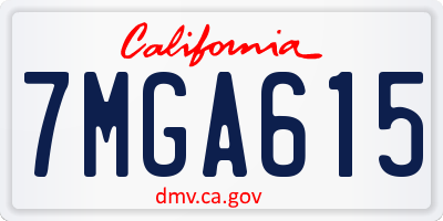 CA license plate 7MGA615