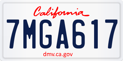 CA license plate 7MGA617