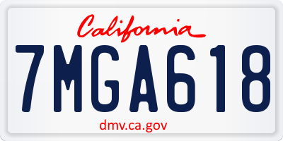 CA license plate 7MGA618