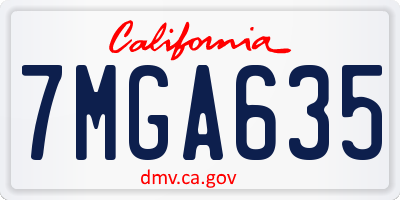 CA license plate 7MGA635