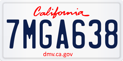 CA license plate 7MGA638