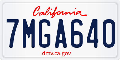 CA license plate 7MGA640