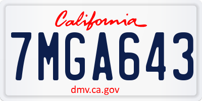 CA license plate 7MGA643