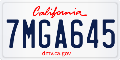 CA license plate 7MGA645