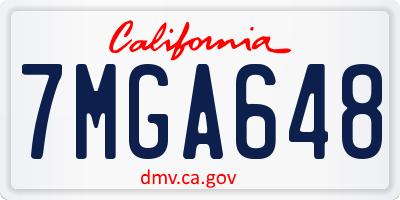 CA license plate 7MGA648