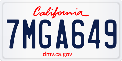 CA license plate 7MGA649