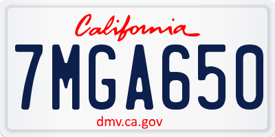 CA license plate 7MGA650