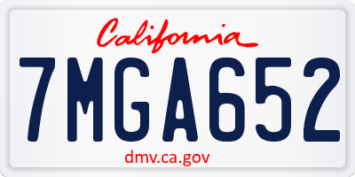CA license plate 7MGA652