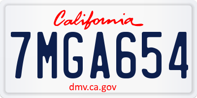 CA license plate 7MGA654