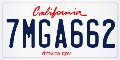 CA license plate 7MGA662