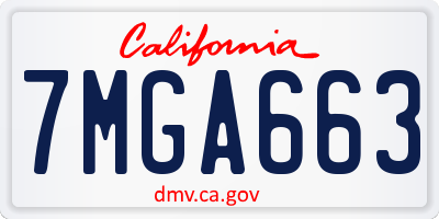 CA license plate 7MGA663