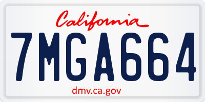 CA license plate 7MGA664