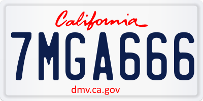 CA license plate 7MGA666