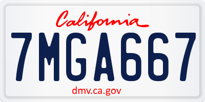 CA license plate 7MGA667