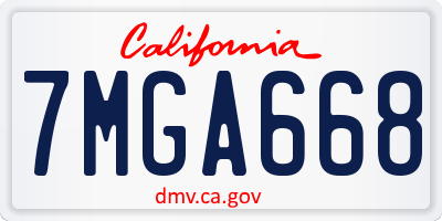 CA license plate 7MGA668