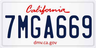 CA license plate 7MGA669