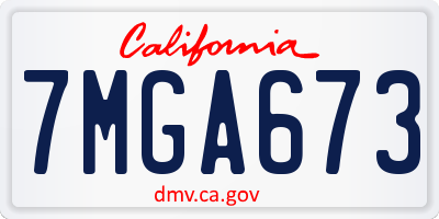 CA license plate 7MGA673