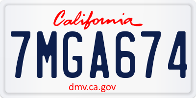 CA license plate 7MGA674