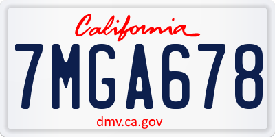 CA license plate 7MGA678