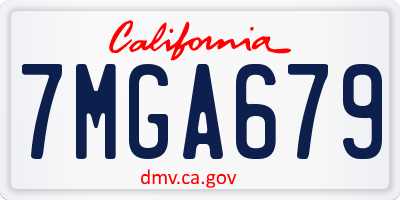 CA license plate 7MGA679