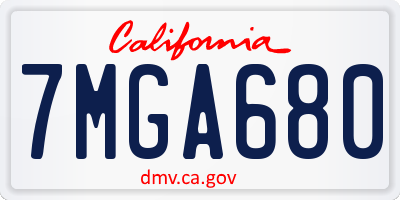 CA license plate 7MGA680