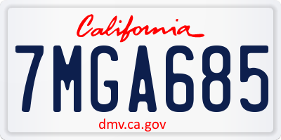 CA license plate 7MGA685