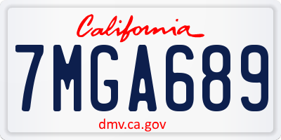 CA license plate 7MGA689