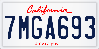 CA license plate 7MGA693