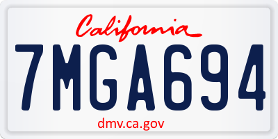 CA license plate 7MGA694