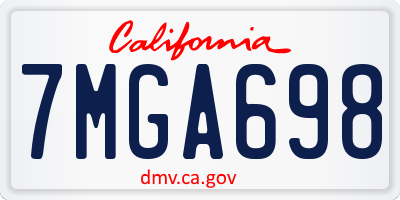 CA license plate 7MGA698