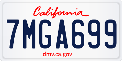 CA license plate 7MGA699