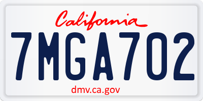 CA license plate 7MGA702