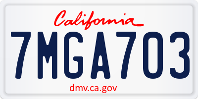 CA license plate 7MGA703