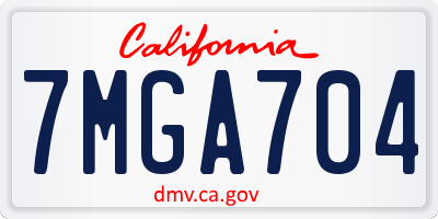 CA license plate 7MGA704