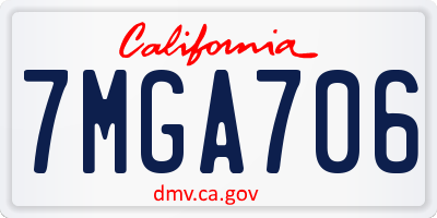 CA license plate 7MGA706