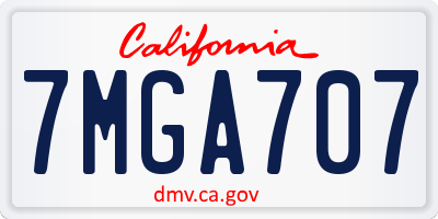 CA license plate 7MGA707