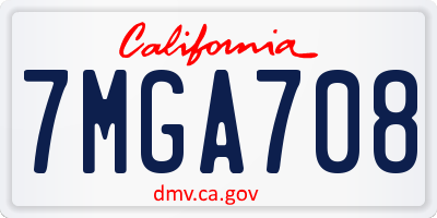 CA license plate 7MGA708