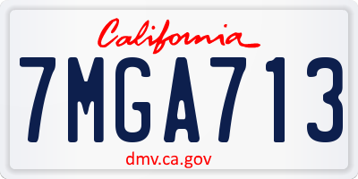 CA license plate 7MGA713