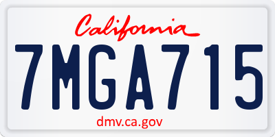 CA license plate 7MGA715