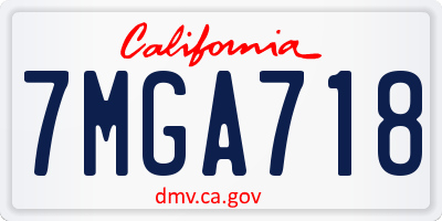 CA license plate 7MGA718