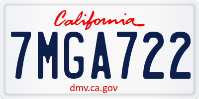 CA license plate 7MGA722