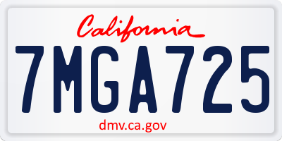 CA license plate 7MGA725