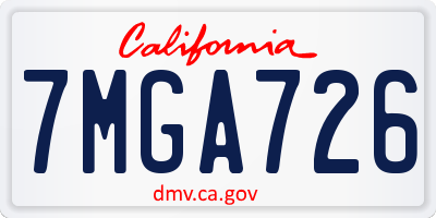 CA license plate 7MGA726