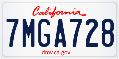 CA license plate 7MGA728